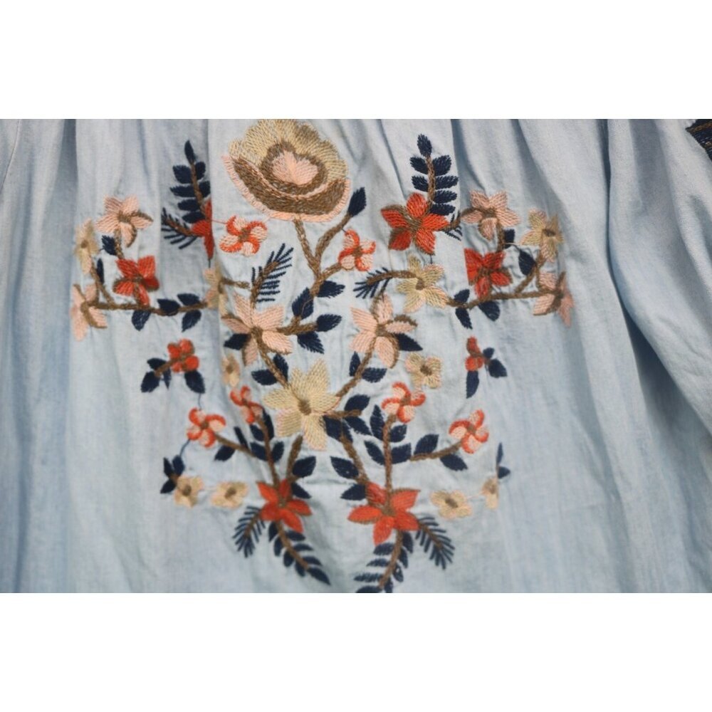 August Winds 3/4 Sleeve Embroidered Floral Top-Small-Cottagecore-BOHO - Picture 5 of 10